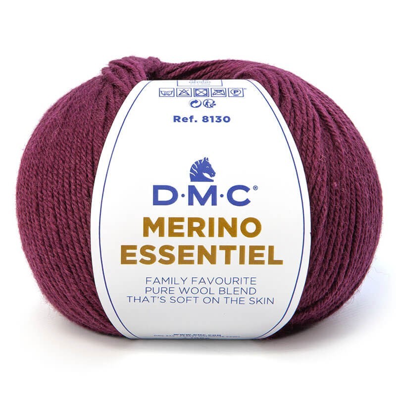 Ovillo 50% lana merino 50% acrilico de la marca DMC. El modelo es Merino Essentiel en el color 858
