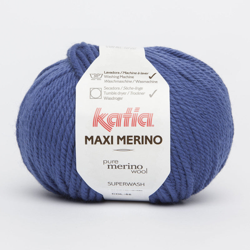 Ovillo de lana 55% merino 45% acrílico de la marca Katia. El modelo es Maxi Merino en el color 055
