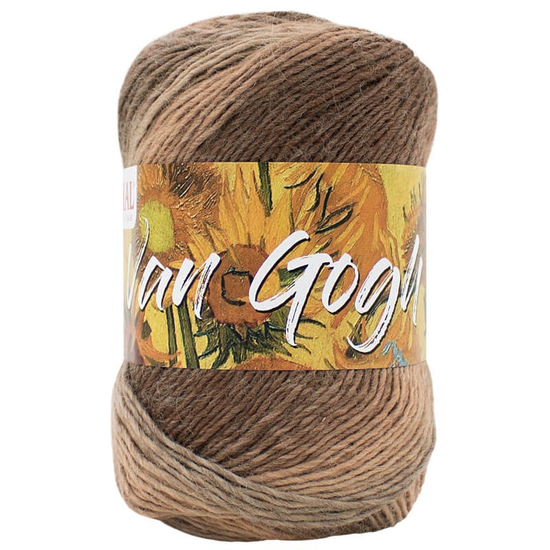 Ovillo 60% de lana merino virgen y 40% mirofibras de la marca Mondial. El modelo es Van Gogh en el color 468