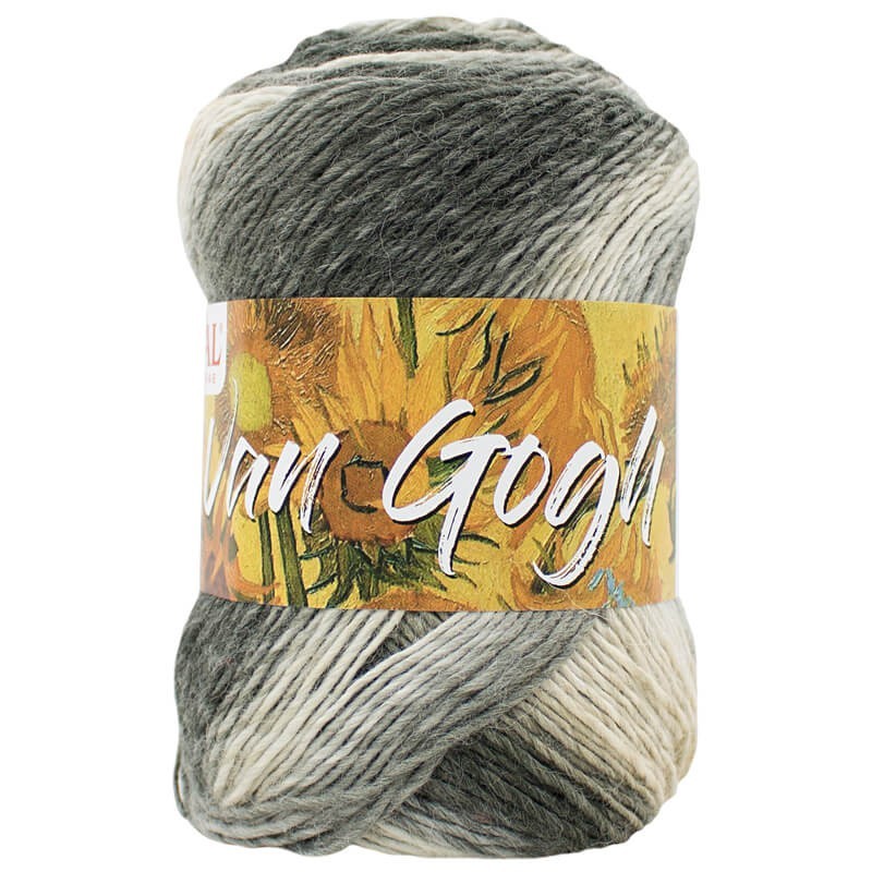 Ovillo 60% de lana merino virgen y 40% mirofibras de la marca Mondial. El modelo es Van Gogh en el color 477