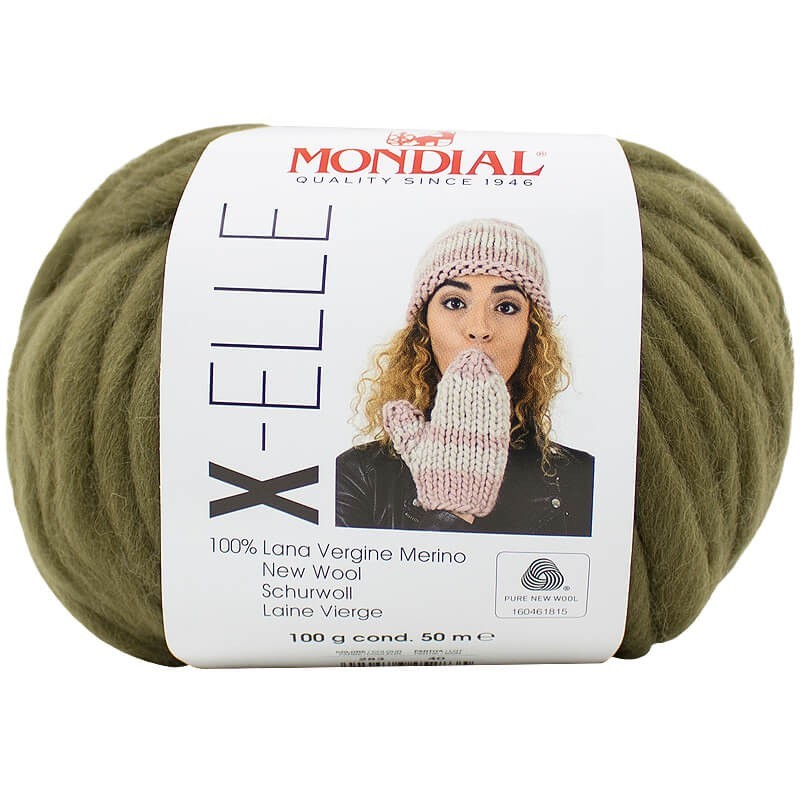Ovillo 100% de lana merino virgen de la marca Mondial. El modelo es X-ELLE en el color 083