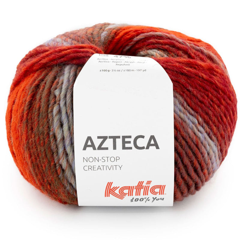 EL NUEVO COLOR DE LA LANA ZTECA DE KATIA- UN COLOR JASPEADO ENTRE ROJO NARANJA Y CAQUI
