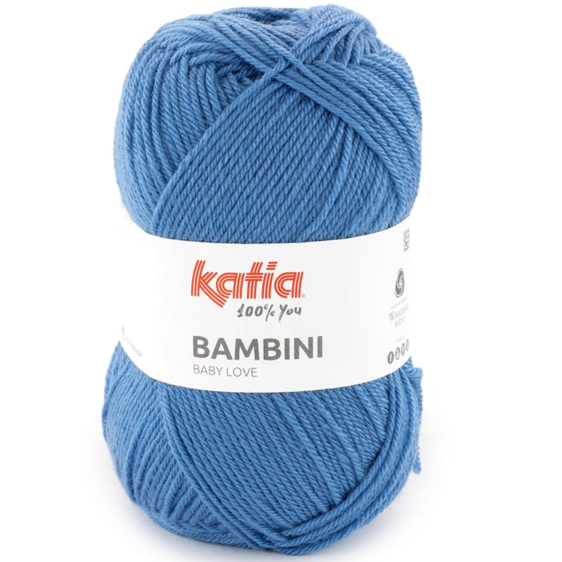 BAMBINI DE KATIA EN SU COLOR 753 AZUL PERSA, UN OVILLO CON UN COLOR AZUL DIFERENTE AL CLASICO BEBE