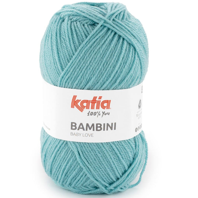 OVILLO DE LANA BAMBINI DE KATIA EN EL COLOR NUEVO AZUL TIFFANY - 754