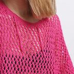 SYNURA TEJIDO EN UN JERSEY CALADO EN EL COLOR FUCSIA. UN PATRON DE ROSAS CRAFTS PERFECTO PARA ESOS DIAS DE VERANO