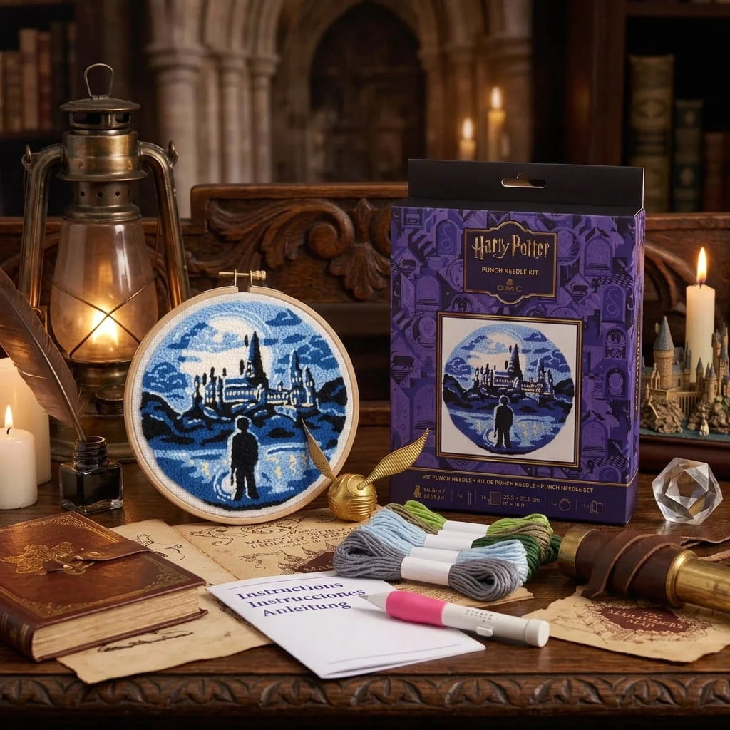Kit de punch needle Harry Potter Castillo de Hogwarts de DMC con bastidor, hilos y aguja