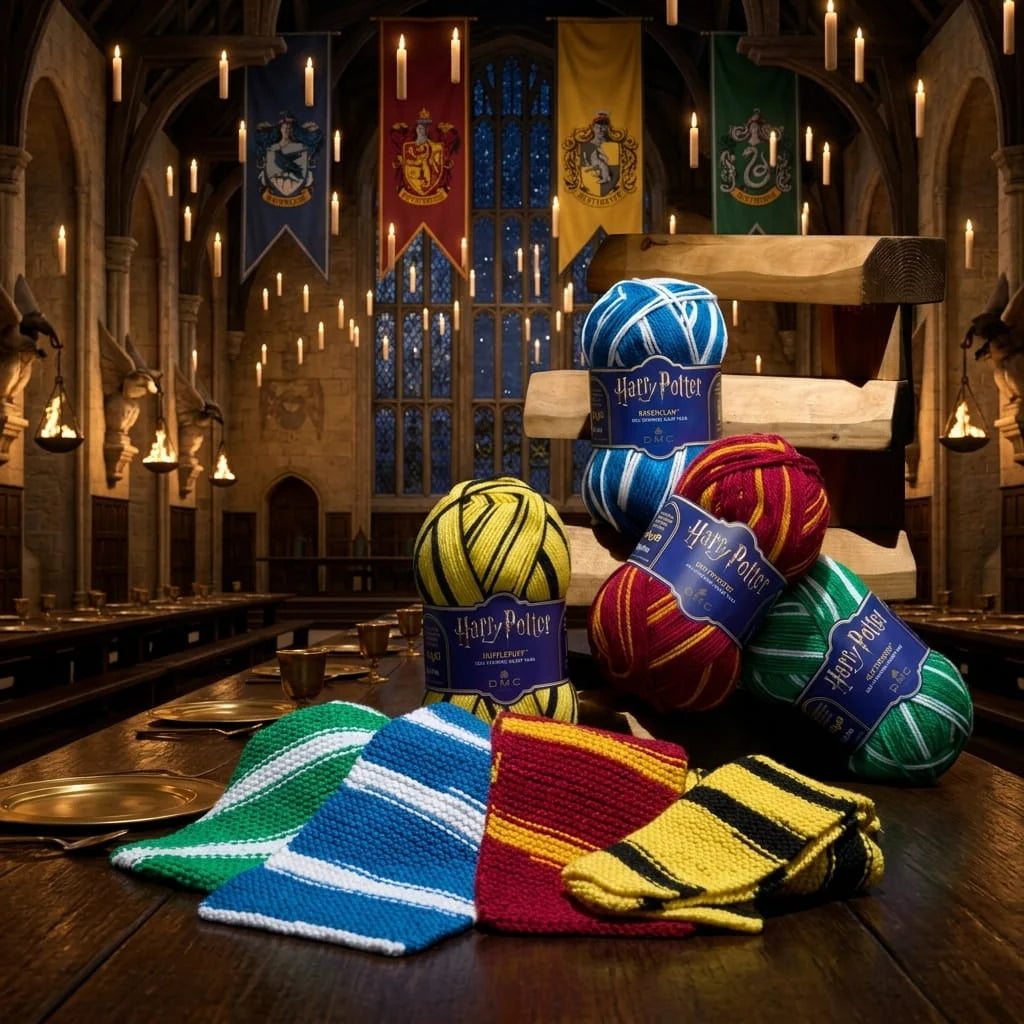 Harry Potter DMC skein for knitting Hogwarts House scarves