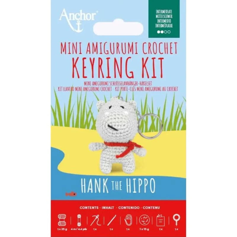 KIT LLAVERO MINI AMIGURUMI - HANK EL HIPOPOTAMO - ANCHOR