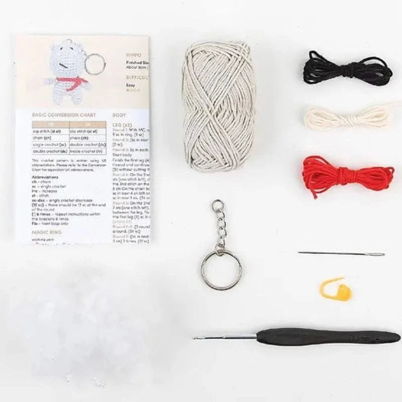KIT LLAVERO MINI AMIGURUMI - HANK EL HIPOPOTAMO - ANCHOR
