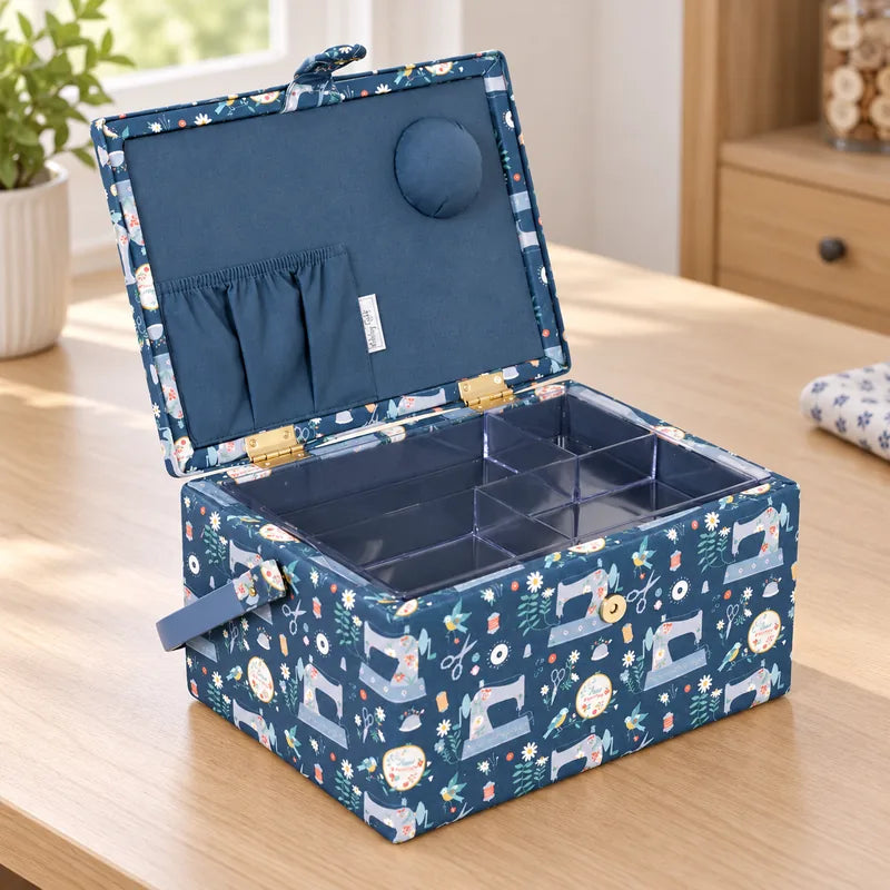 MEDIUM SEWING BASKET WITH SEWING MACHINE PRINT