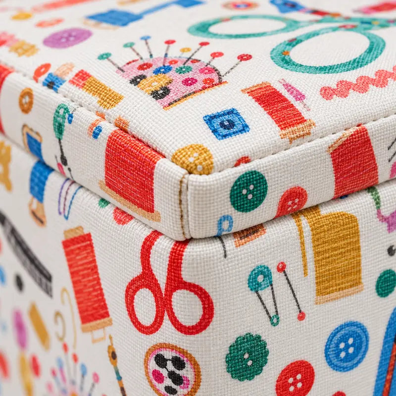 MEDIUM SEWING BASKET WITH SEWING PRINT