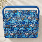 MEDIUM BLUE FLORAL PRINT SEWING BASKET