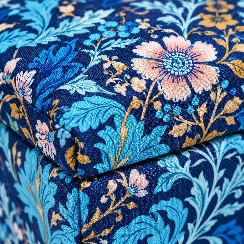 MEDIUM BLUE FLORAL PRINT SEWING BASKET