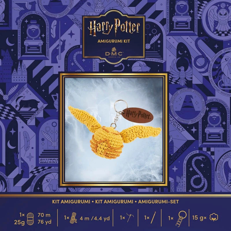 Llavero Snitch Dorada de Harry Potter a crochet del Kit Amigurumi DMC