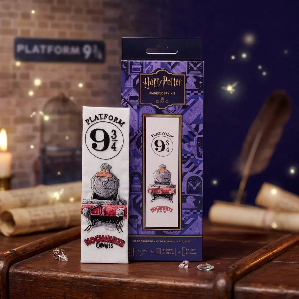 Kit de bordado Harry Potter Marcapáginas Expreso de Hogwarts de DMC con labor terminada