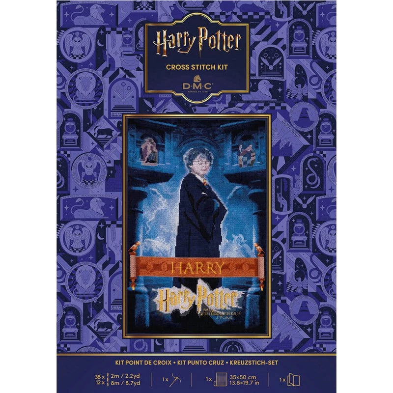 Kit DMC de punto de cruz Póster Harry Potter La Piedra Filosofal para nivel experto