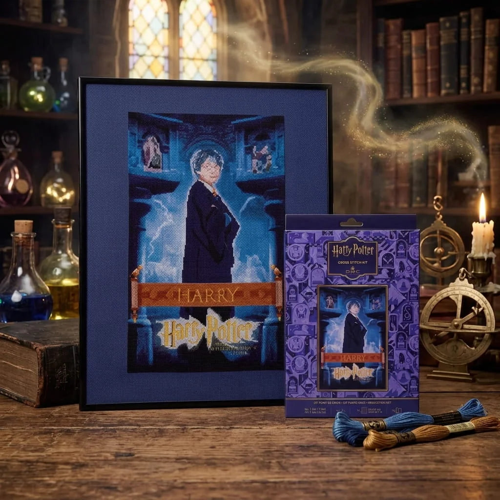 Kit de punto de cruz Harry Potter La Piedra Filosofal de DMC con póster bordado terminado