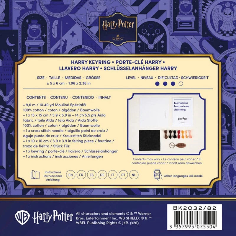 Kit DMC Llavero Harry Potter con tela Aida y accesorios