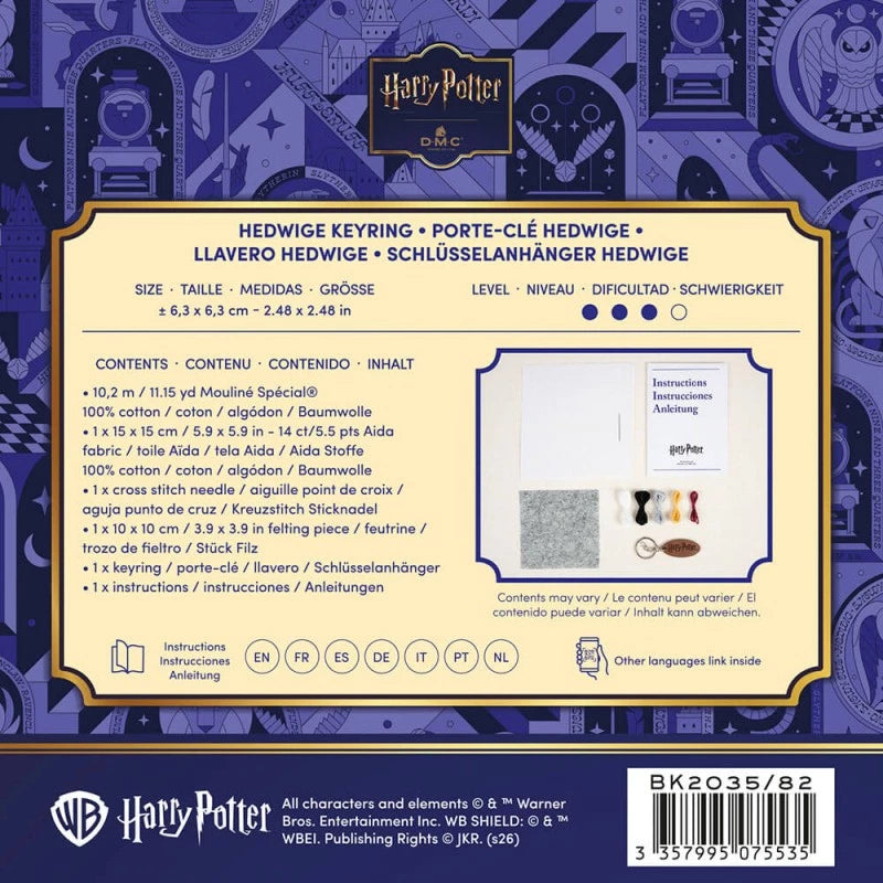 Llavero Hedwige Harry Potter bordado a punto de cruz DMC