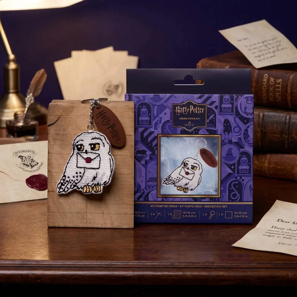 Llavero Hedwige con carta Harry Potter para bordar a punto de cruz
