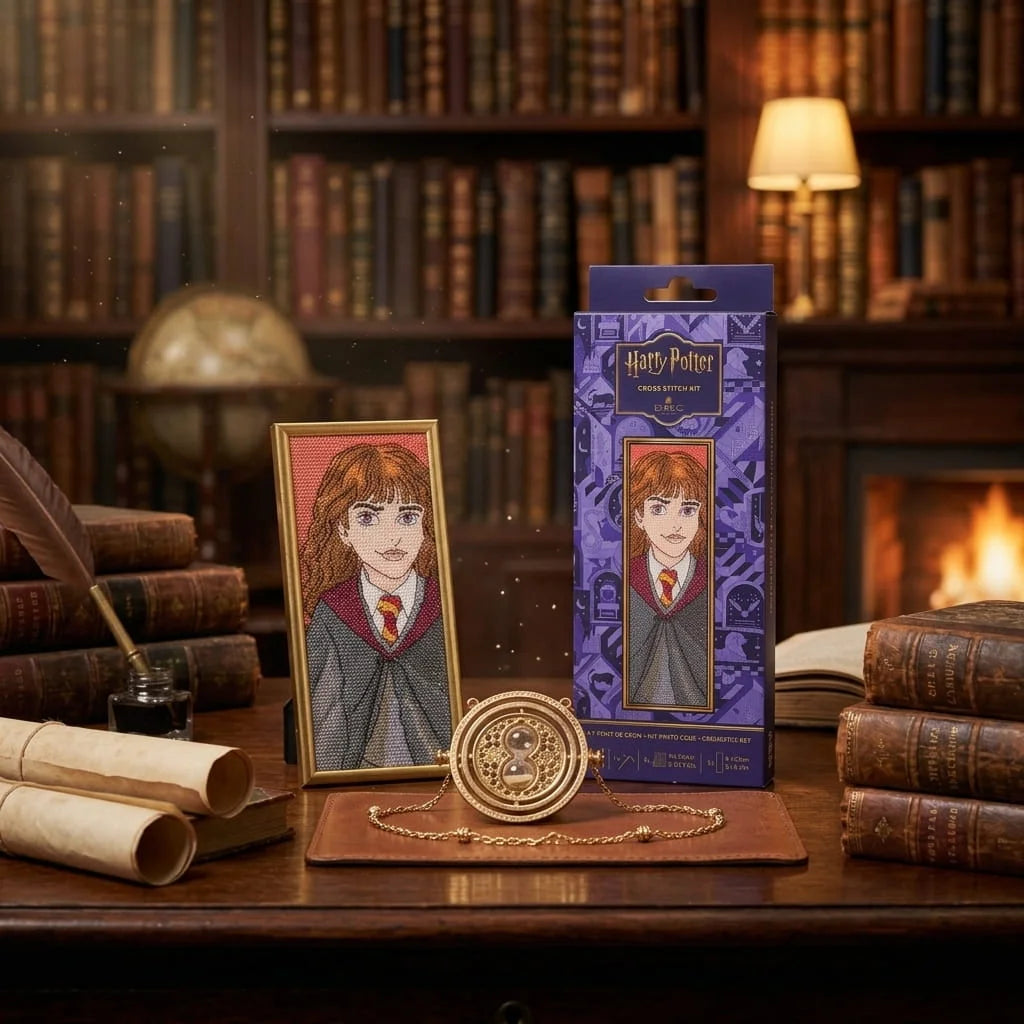 Kit de punto de cruz Marcapáginas Hermione DMC Harry Potter con bordado terminado