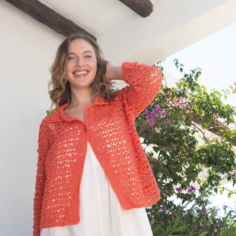 Chaquetae ganchilo con calados para verano - REVISTA CROCHET Nº 121 DE KATIA
