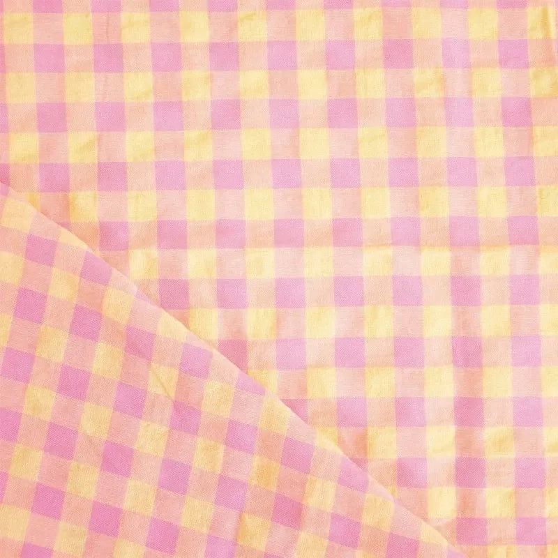 Tela de cuadros vichi amarillos y rosas - gigham de katia perfecta para esta primavera verano