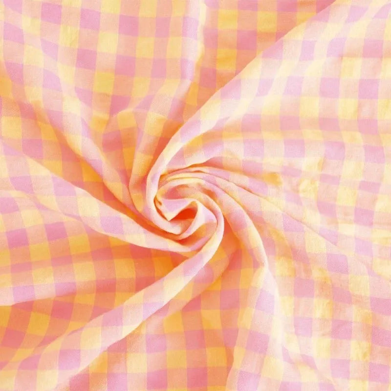 Tela de cuadros vichi amarillos y rosas - gigham de katia color 3 