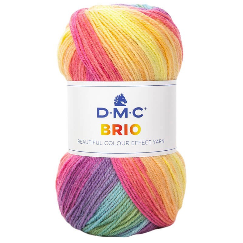 Ovillo  80% acrilico 20% lana de la marca DMC. El modelo es Brio  en el color 408