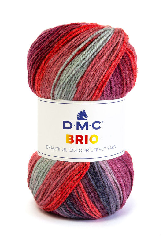 Ovillo  80% acrilico 20% lana de la marca DMC. El modelo es Brio  en el color 416
