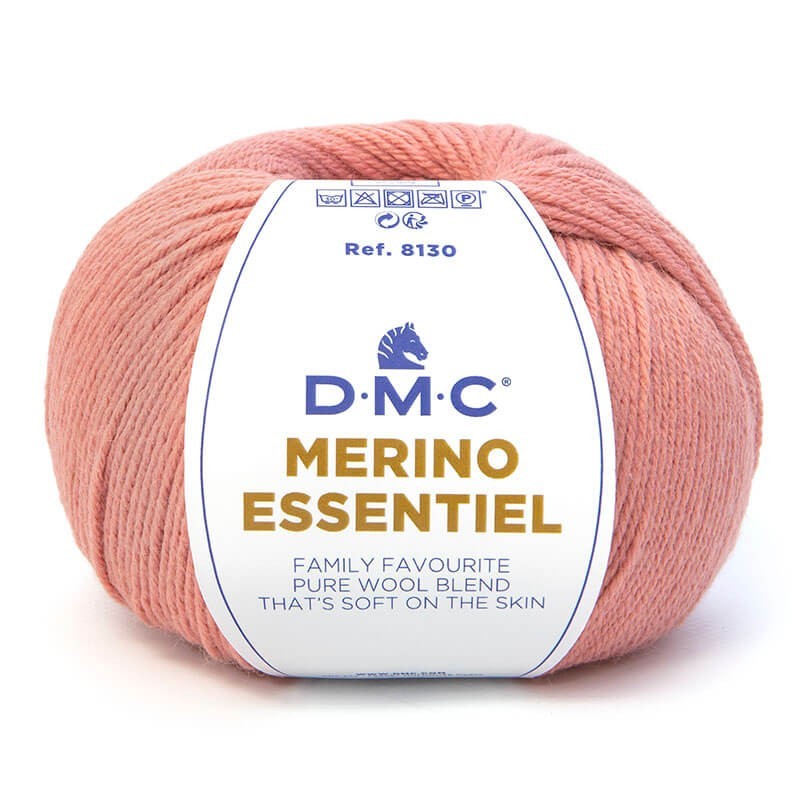 Ovillo  50% lana merino 50% acrilico de la marca DMC. El modelo es Merino Essentiel en el color 856