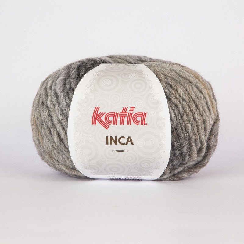 Ovillo de lana 53% lana 47% acrílico de la marca Katia. El modelo es inca en el color 100