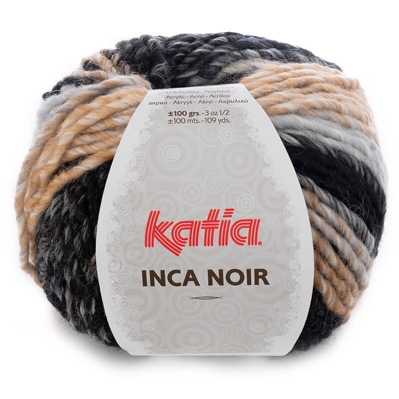 Ovillo de lana 53% lana 47% acrílico de la marca Katia. El modelo es inca noir en el color 354