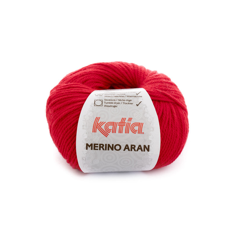 Ovillo de lana 52% merino 48% acrílico de la marca Katia. El modelo es Merino Aran en el color 004
