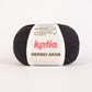 Ovillo de lana 52% merino 48% acrílico de la marca Katia. El modelo es Merino Aran en el color 005