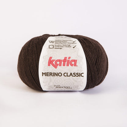 Ovillo de lana 55% merino 45% acrílico de la marca Katia. El modelo es Merino Classic en el color 007
