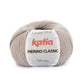 Ovillo de lana 55% merino 45% acrílico de la marca Katia. El modelo es Merino Classic en el color 009