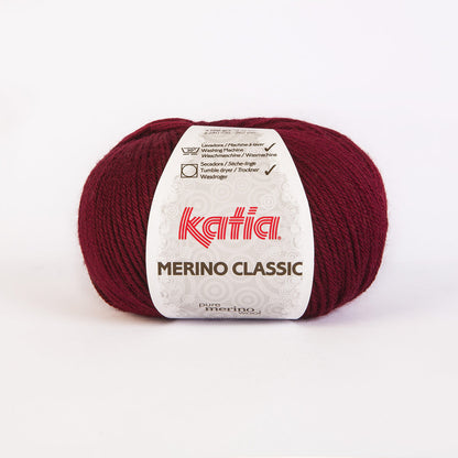 Ovillo de lana 55% merino 45% acrílico de la marca Katia. El modelo es Merino Classic en el color 023