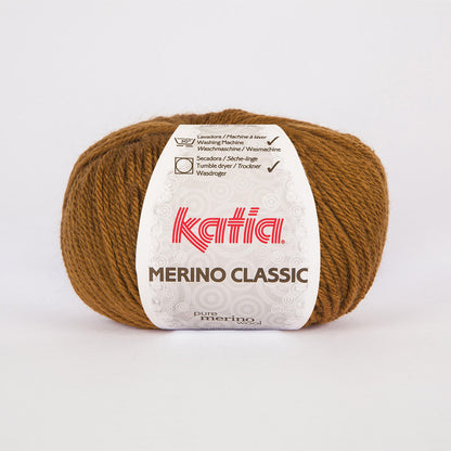 Ovillo de lana 55% merino 45% acrílico de la marca Katia. El modelo es Merino Classic en el color 037