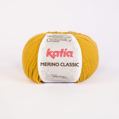 Ovillo de lana 55% merino 45% acrílico de la marca Katia. El modelo es Merino Classic en el color 041