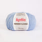 Ovillo de lana 55% merino 45% acrílico de la marca Katia. El modelo es Merino Classic en el color 043