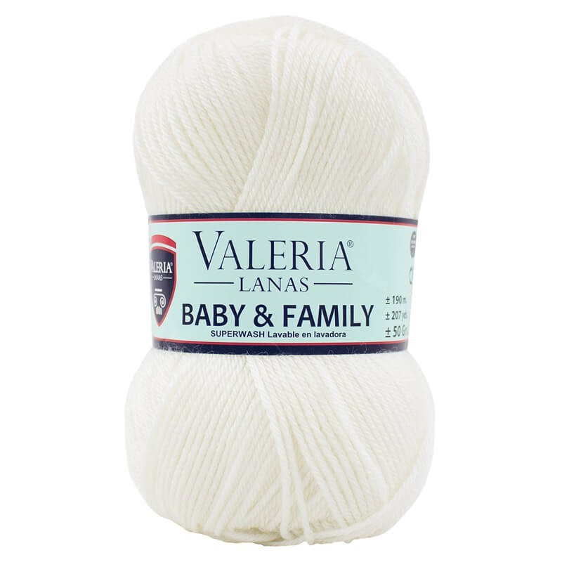 Ovillo de 60% lana  40% acrílico de la marca Valeria di Roma. El modelo es Baby&Family en el color 003