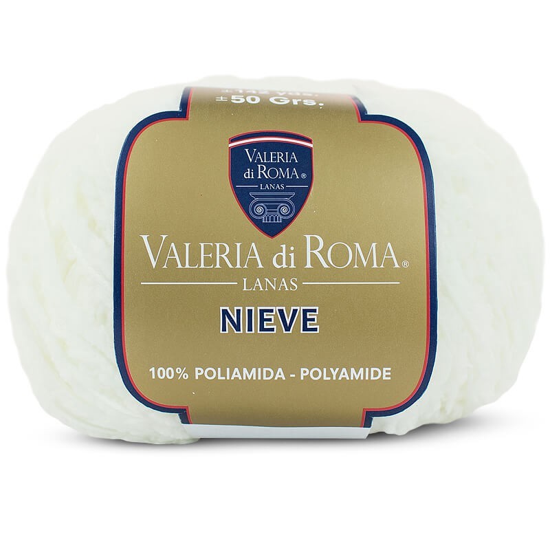 Ovillo de 100% poliamida  de la marca Valeria di Roma. El modelo es Nieve en el color 3